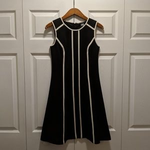 Ann Taylor black sleeveless dress w/ ivory piping